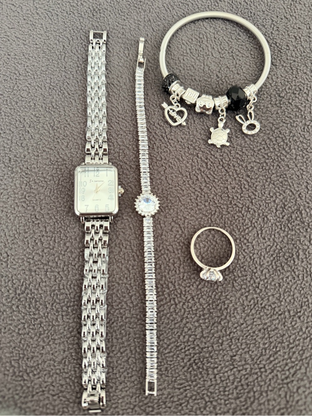 Silver-Tone Women's Watch and Charm Bracelet Set - Silver